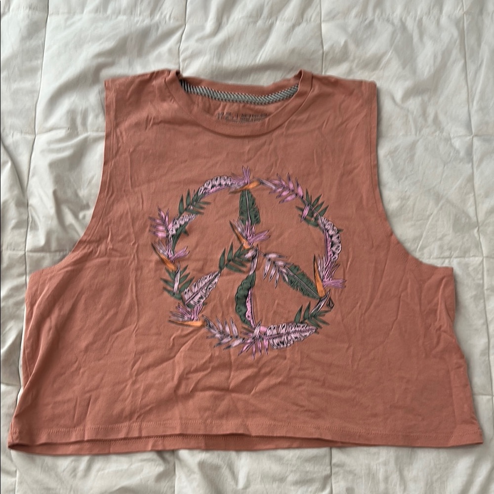 Volcom Girl’s Floral Peace Sign Crop Top - Rust